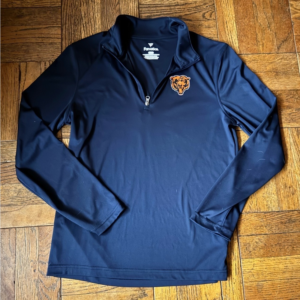Chicago Bears Fanatics Quarter Zip Pullover Navy Long Sleeve NFL Top
